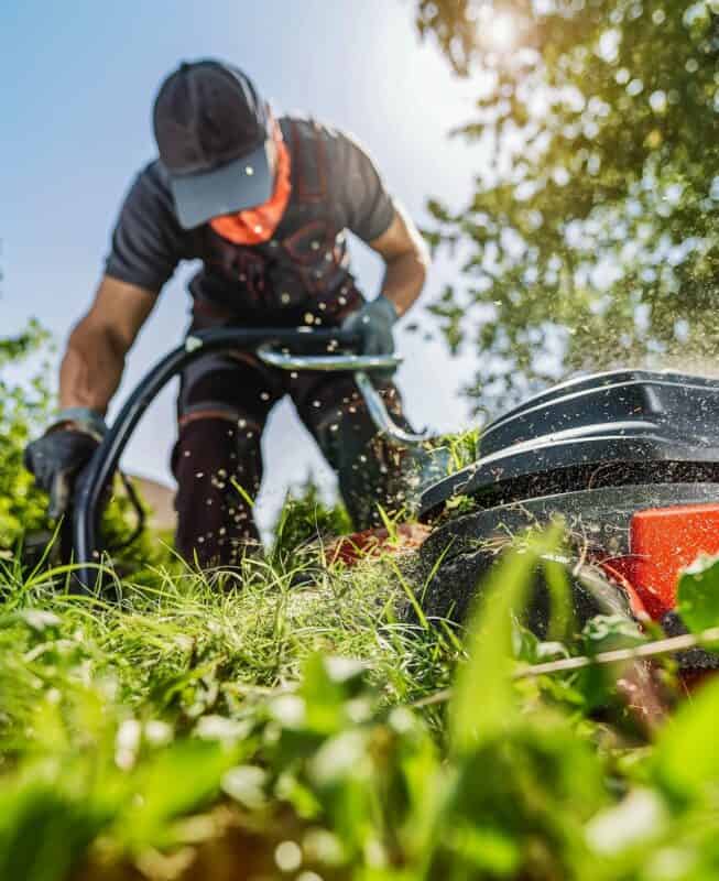 man working in the yard